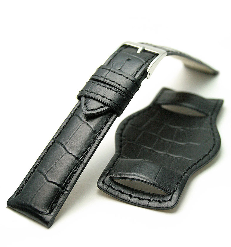 ミモザ カーフ  背当て付き ブラック型押し イメージ1