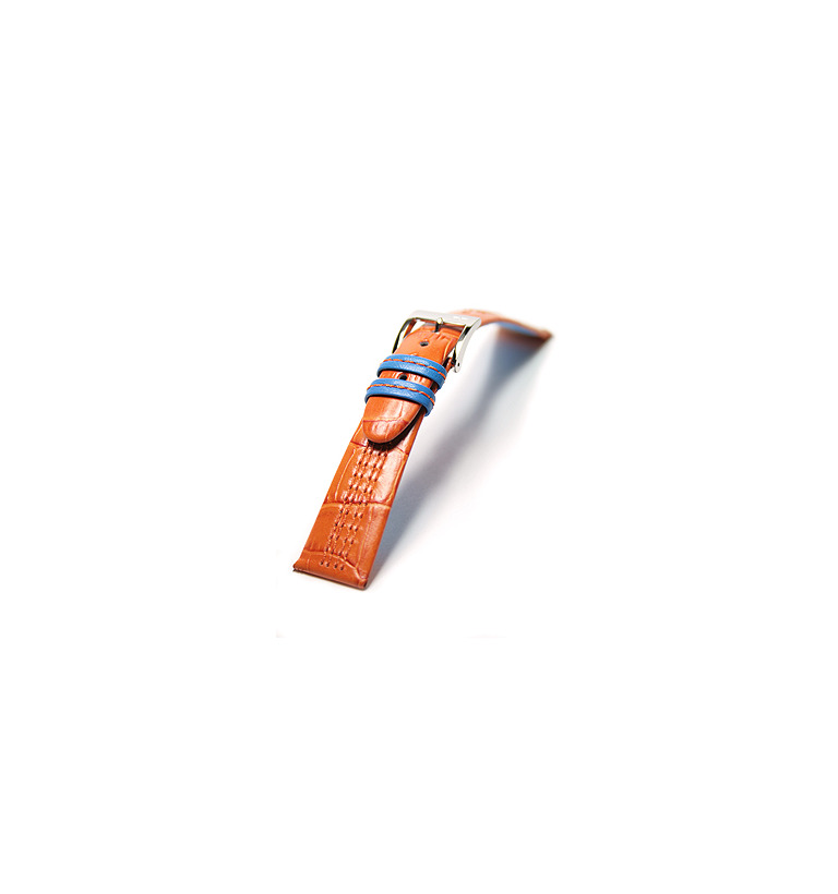 バガリー 4ステッチ ツートン カーフ（ワニ型押し） オレンジ×ブルー イメージ1
