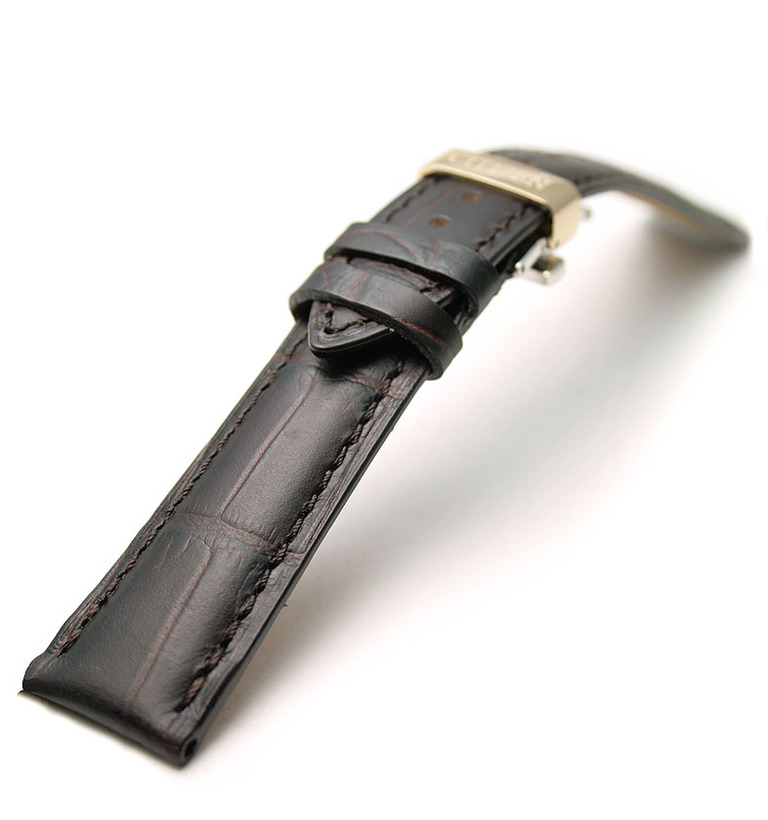 コンプリケーション 21mm プッシュバックル式 ダークブラウン 型押し イメージ1