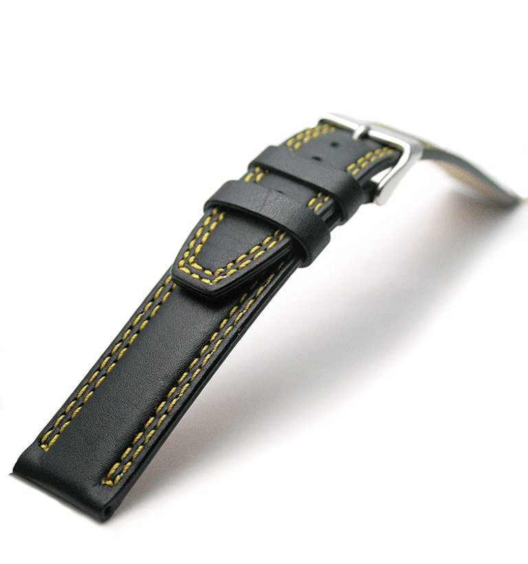 SEIKO 海外FCバルサモデル使用 カーフ黒x黄ステッチ 20mm イメージ1