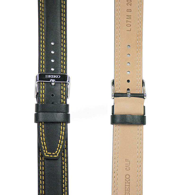 SEIKO 海外FCバルサモデル使用 カーフ黒x黄ステッチ 20mm イメージ3
