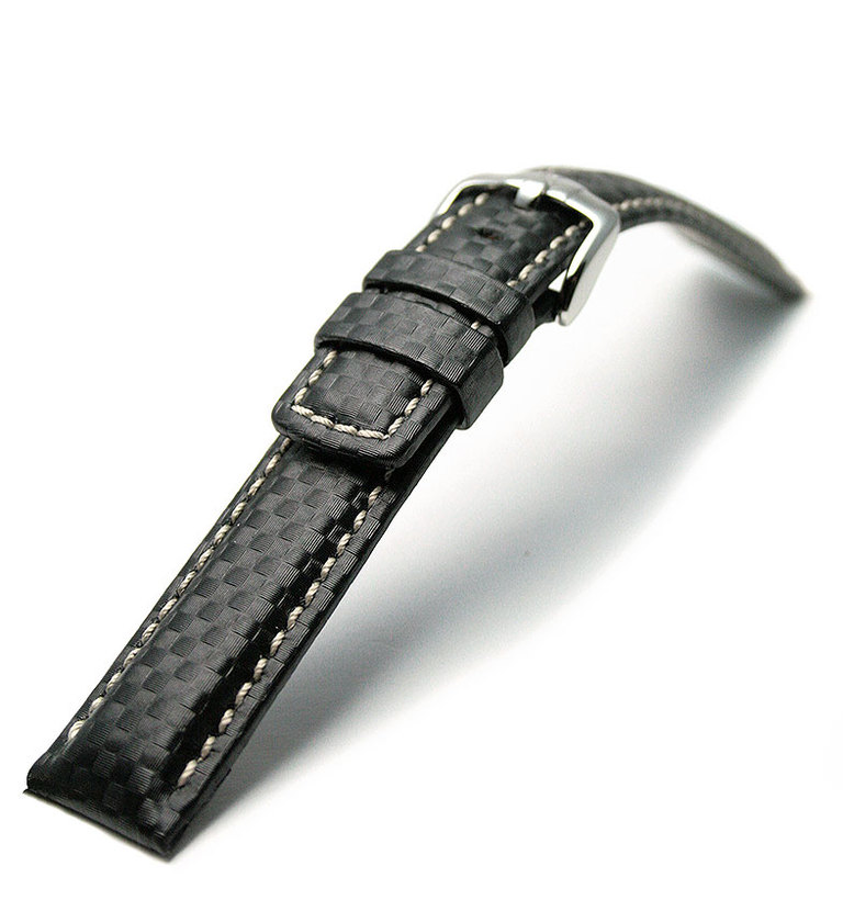 ヒルシュ【カーボン】型押し 50 ブラック 白ステッチ イメージ1