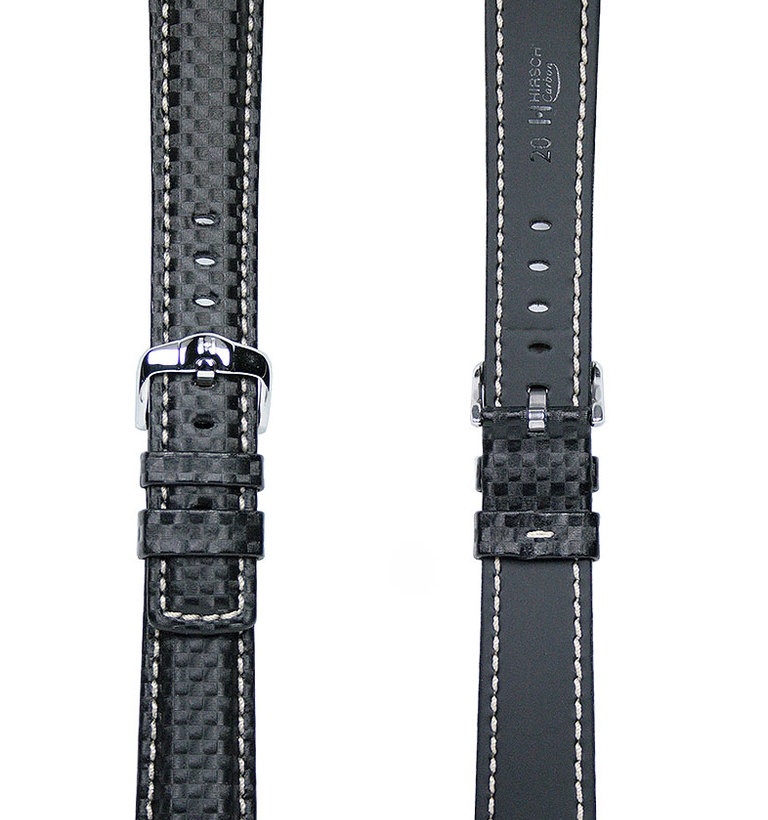 ヒルシュ【カーボン】型押し 50 ブラック 白ステッチ イメージ3