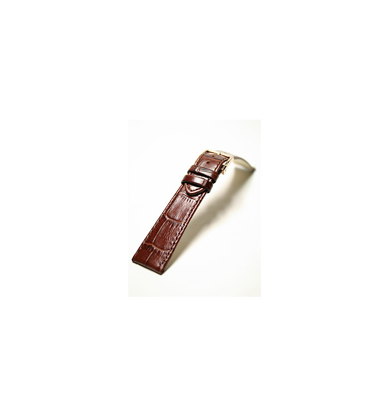 ステレット 19mm カーフ（ワニ型押し） ブラウン ピンクゴールド尾錠 イメージ1