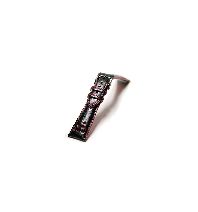 バガリー カーフ 黒×赤 ７ホールタイプ 22mm イメージ1