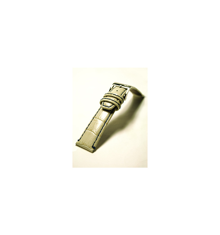バガリー 20mm カーフ（ワニ型押し）ベージュ ブルーステッチ イメージ1