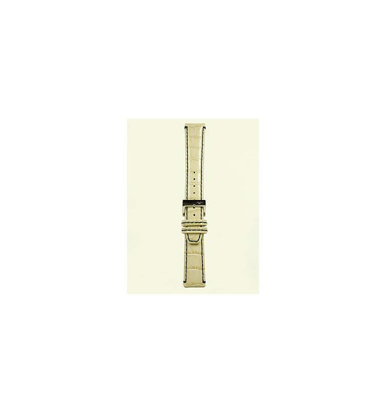 バガリー 20mm カーフ（ワニ型押し）ベージュ ブルーステッチ イメージ3