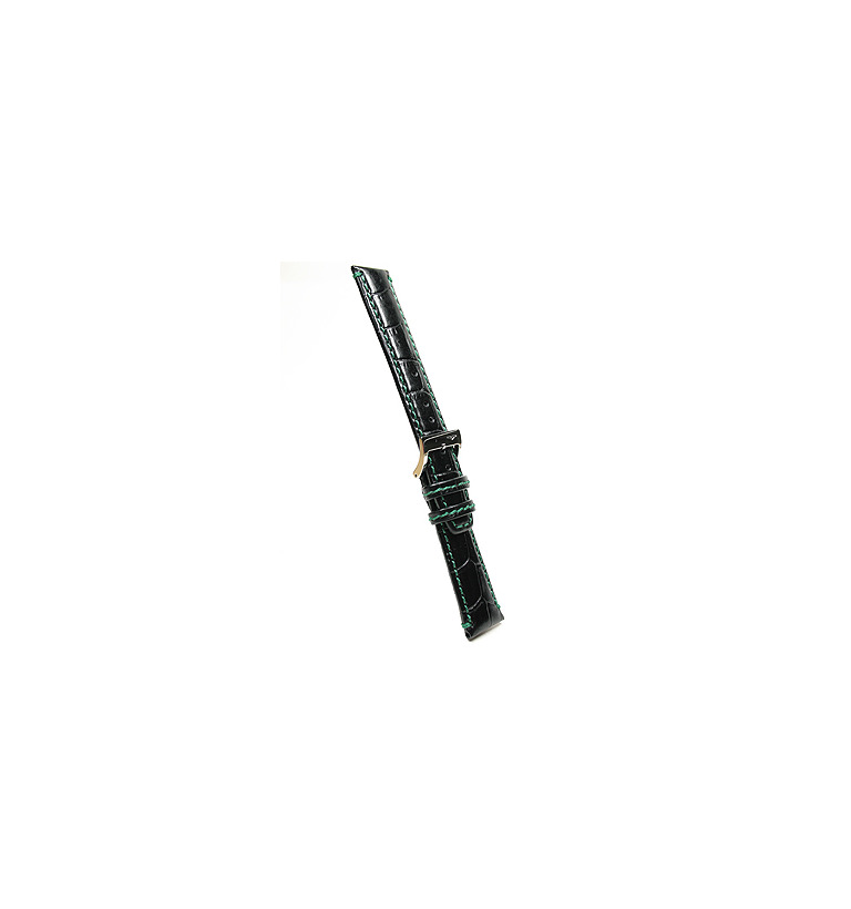 バガリー 20mm カーフ（ワニ型押し）ブラック グリーンステッチ イメージ2