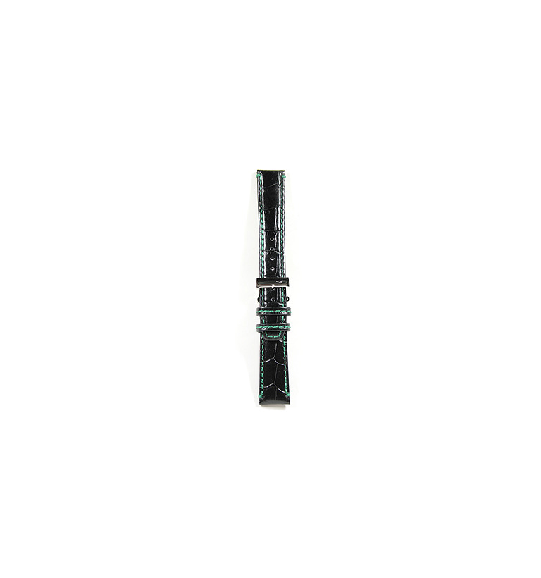 バガリー 20mm カーフ（ワニ型押し）ブラック グリーンステッチ イメージ3