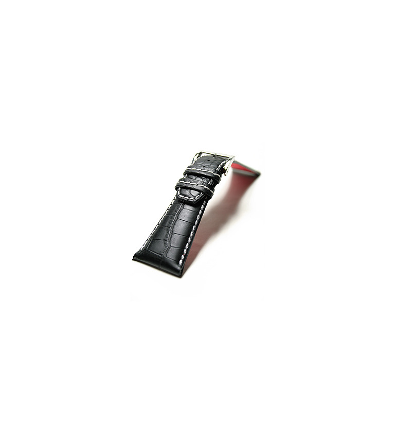 バガリー 28mm ブラック ワニ型押し SS尾錠 イメージ1