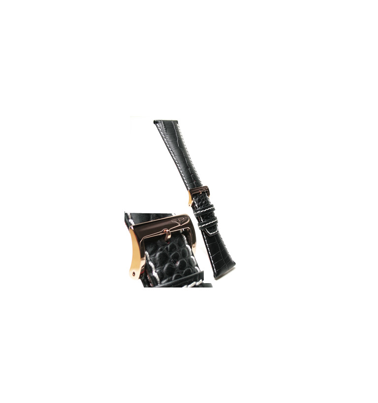 バガリー 28mm ブラック ワニ型押し ピンクゴールド尾錠 イメージ2