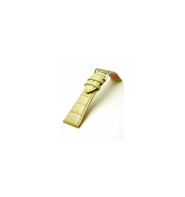バガリー カーフ(ワニ型押し) 22mm-18mm ベージュ 裏ピンク イメージ1